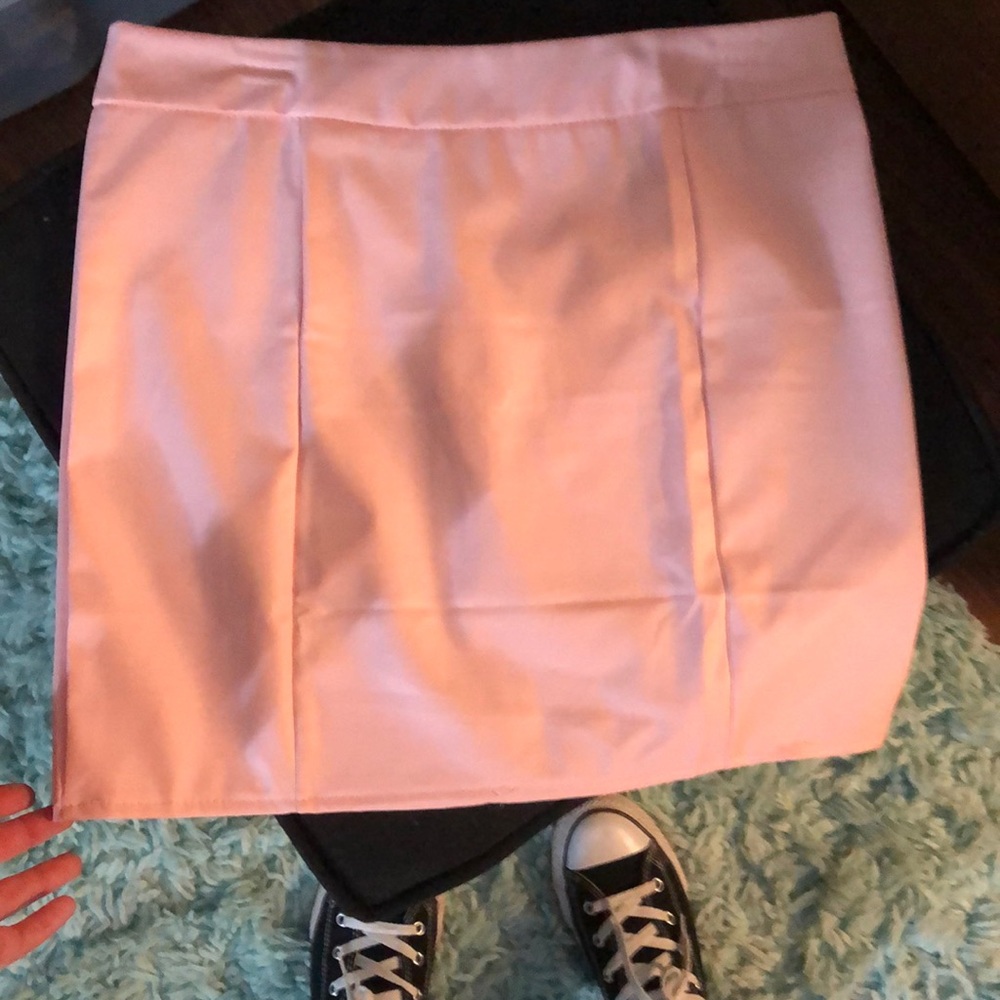 Light pink leather miniskirt
